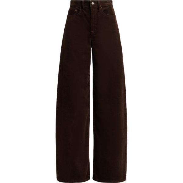 Pantaloni da donna in marrone scuro a vita alta in velluto Lauren