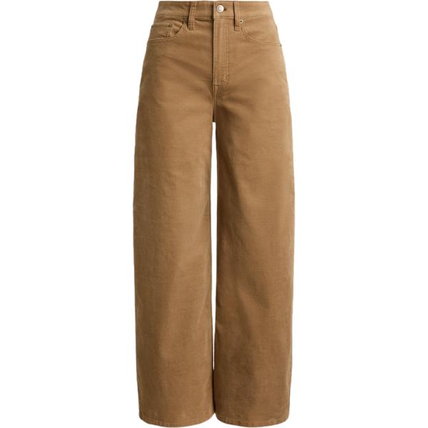 Pantaloni da donna in marrone scuro a vita alta in velluto Lauren