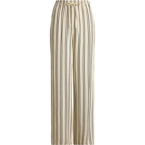 Pantaloni da donna in bianco avorio a righe con coulisse Lauren