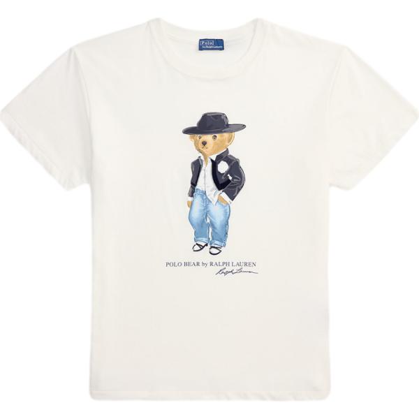 T-shirt da donna in bianco neve girocollo in cotone Polo Ralph Lauren