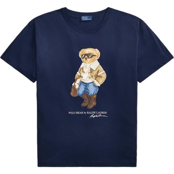 T-shirt da donna in blu scuro con stampe in cotone Polo Ralph Lauren