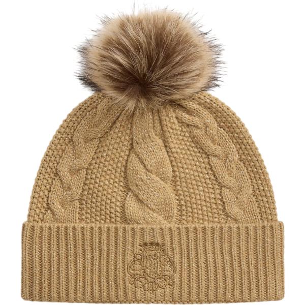 Beanie da donna in marrone chiaro in lana Lauren