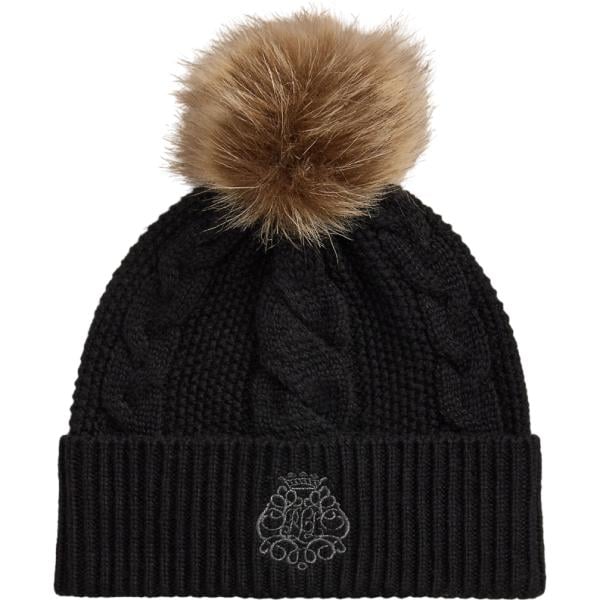 Beanie da donna in nero pece in lana Lauren