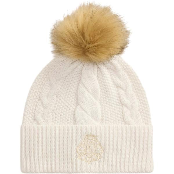Beanie da donna in bianco avorio in lana Lauren