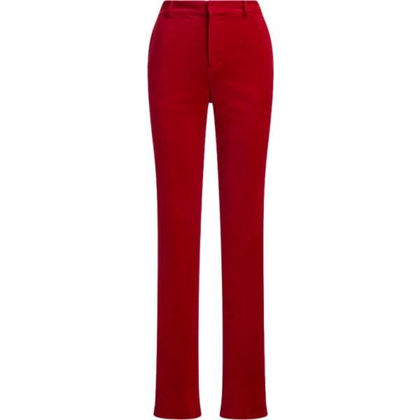 Pantaloni da donna in bordeaux a vita alta in velluto Lauren