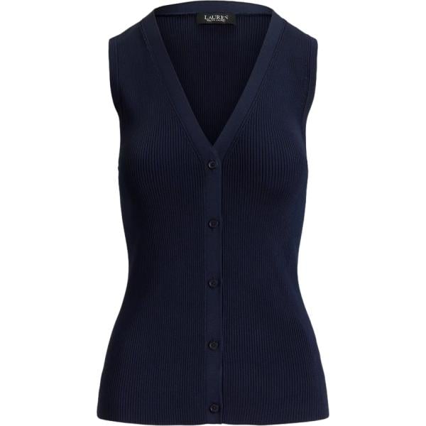 Cardigan da donna in blu scuro senza maniche in nylon Lauren