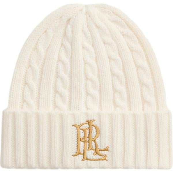 Beanie da donna in bianco avorio in lana Lauren