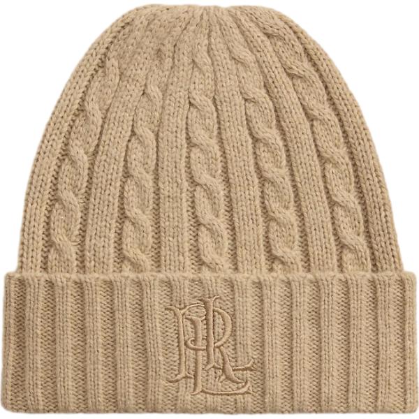 Beanie da donna in marrone chiaro in lana Lauren
