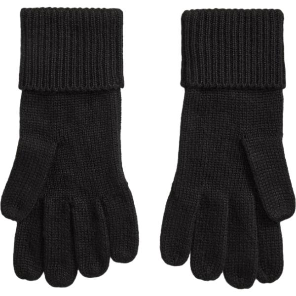 Guanti da donna in nero pece lavorato a maglia in lana Lauren