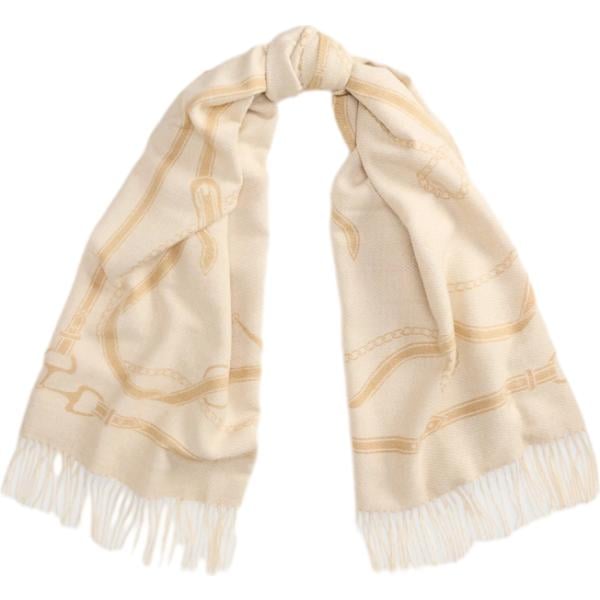 Sciarpa da donna in bianco avorio con frange in lana Lauren