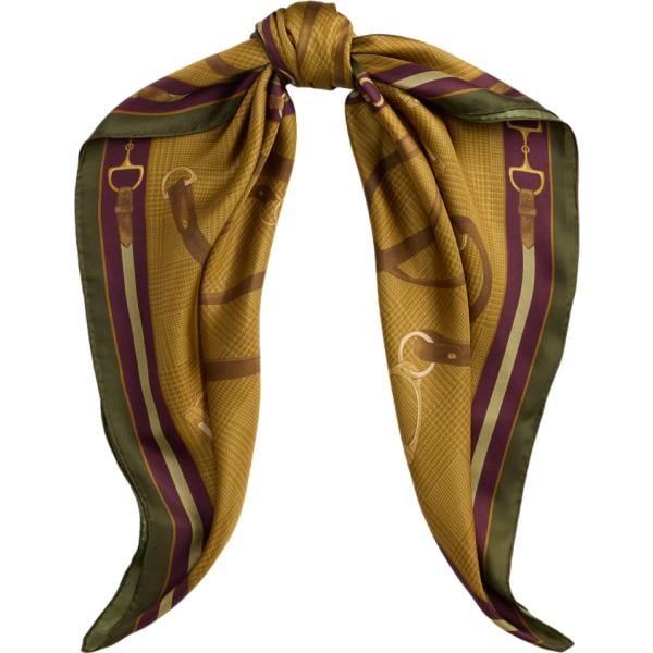 Foulard da donna in marrone scuro con stampe in seta Lauren