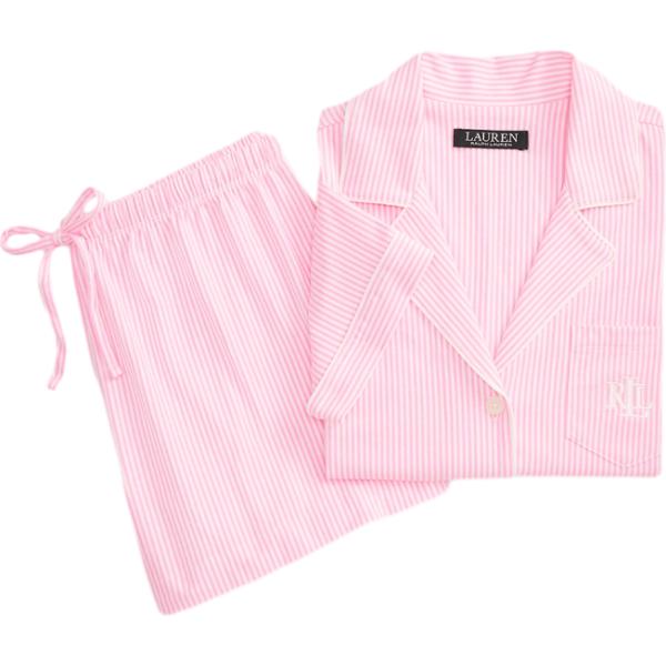Pigiama da donna in rosa chiaro a righe corto Lauren Lauren