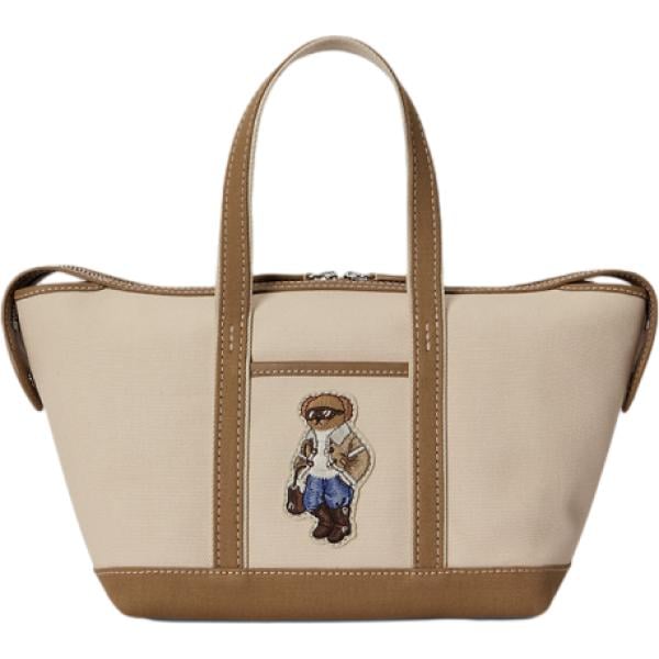 Borsa tote da donna in beige sabbia in pelle Polo Ralph Lauren