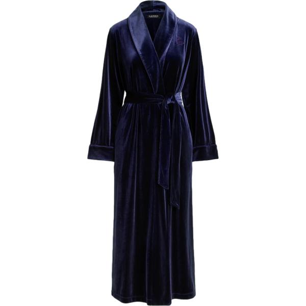 Vestaglia da donna in nero pece lungo in velluto Lauren Lauren