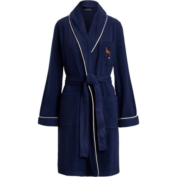 Vestaglia da donna in blu scuro con cintura in pile Lauren Lauren