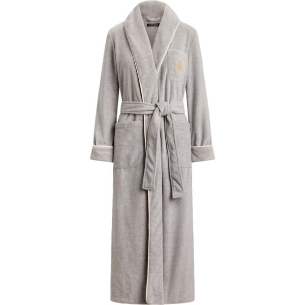 Vestaglia da donna in grigio chiaro lungo in pile Lauren Lauren