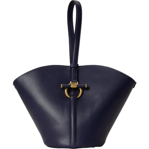 Borsa a secchiello da donna in blu scuro con cinturino in pelle Lauren Lauren