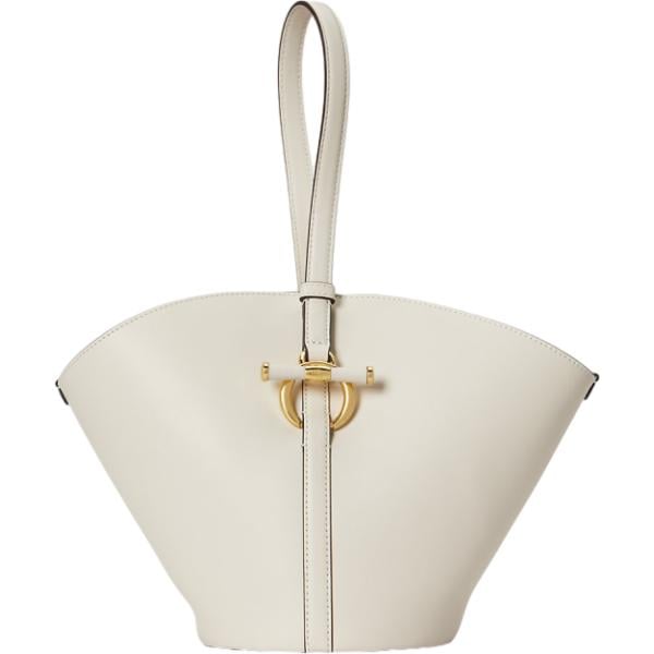 Borsa a secchiello da donna in bianco avorio con cinturino in pelle Lauren Lauren