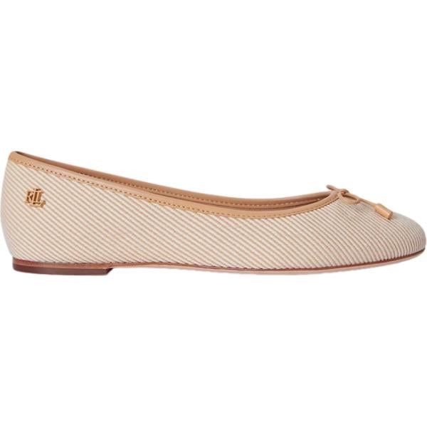 Ballerine da donna in beige sabbia con fiocco in pelle Lauren Lauren