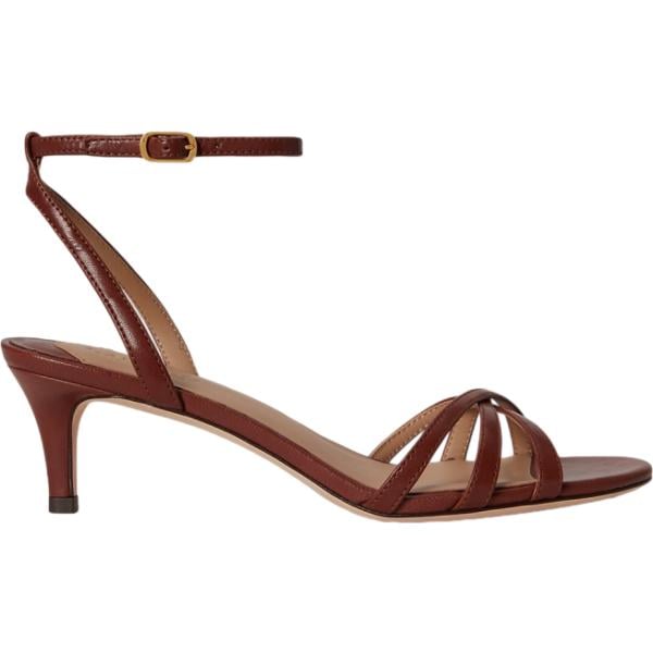 Sandali in pelle da donna in bordeaux con tacco in pelle Lauren Lauren