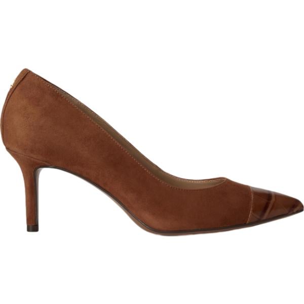 Décolleté da donna in bordeaux effetto scamosciato con tacco a punta in ottone Lauren Lauren
