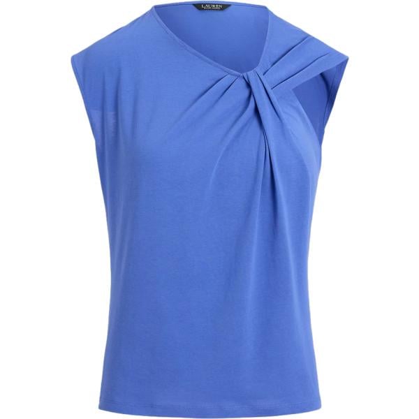Top da donna forma asimmetrica in blu medio con scollo Lauren