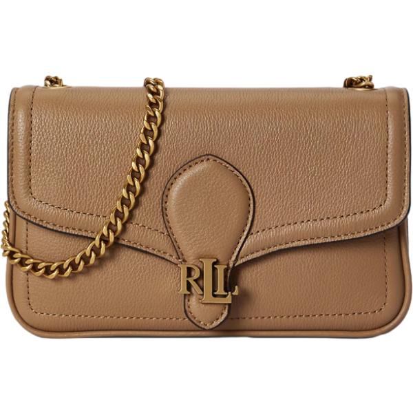 Borsa a tracolla da donna in beige sabbia in pelle Lauren