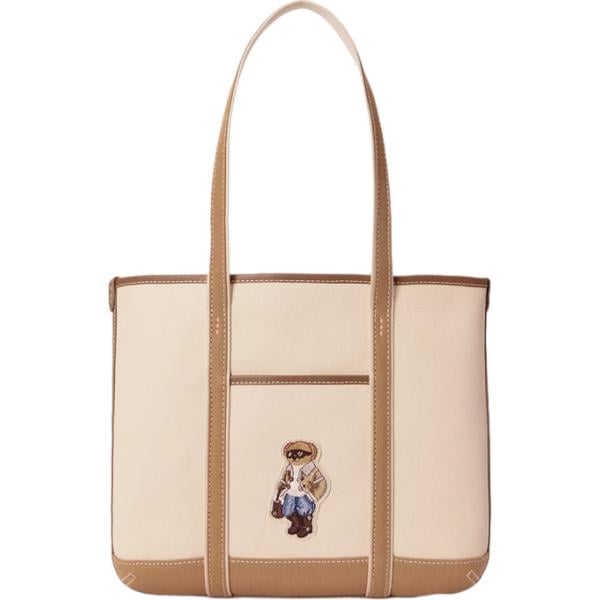 Borsa tote da donna in bianco avorio in pelle Polo Ralph Lauren