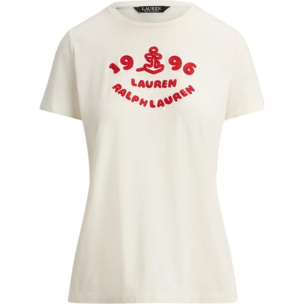 T-shirt da donna in bianco avorio in cotone Lauren