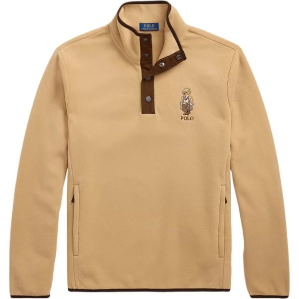 Pullover da uomo in marrone chiaro effetto scamosciato collo alto in pile Polo Ralph Lauren