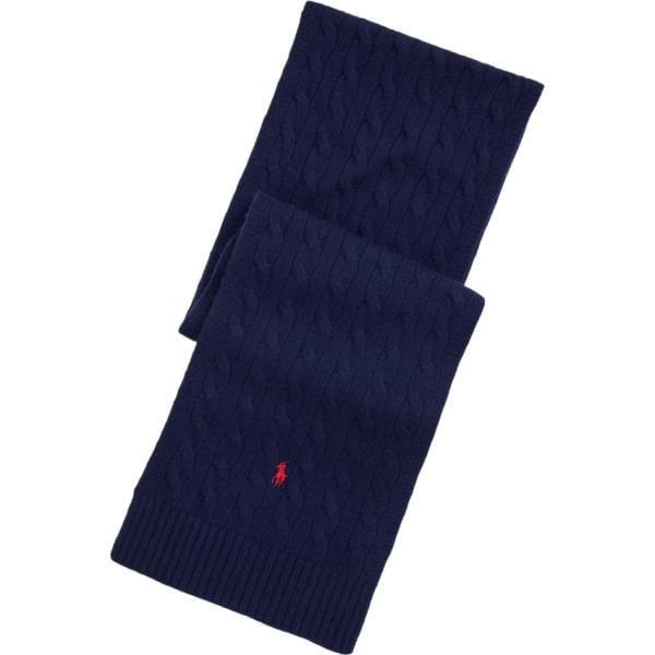 Sciarpa da uomo in blu scuro lavorato a maglia in lana Polo Ralph Lauren