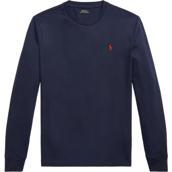T-shirt da uomo in blu scuro a maniche lunghe in cotone Polo Ralph Lauren
