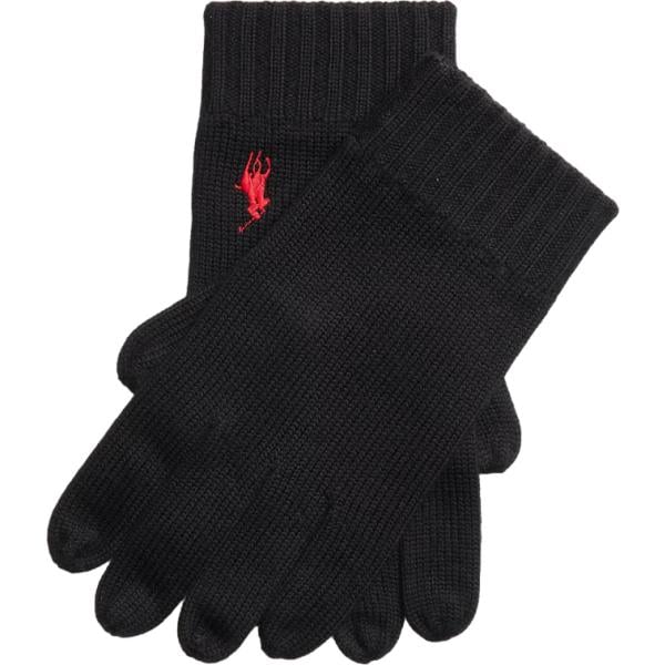 Guanti da uomo in nero pece in lana Polo Ralph Lauren