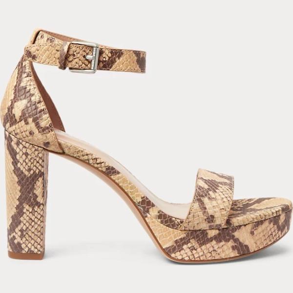 sandali in pelle Lauren marrone serpente