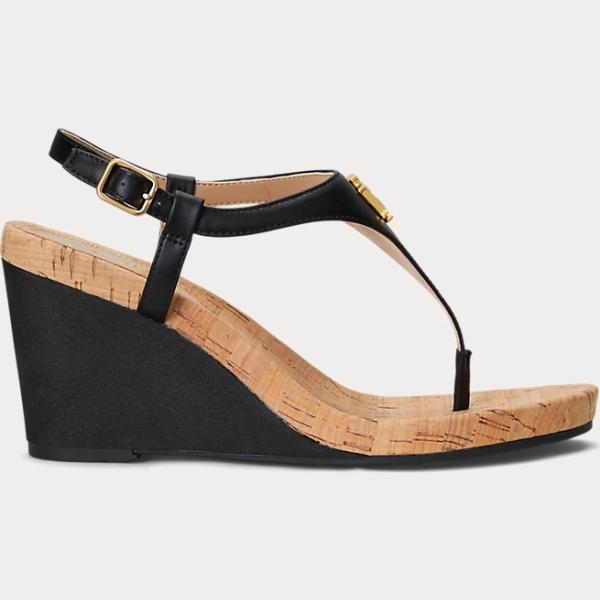 sandali in pelle Lauren nero