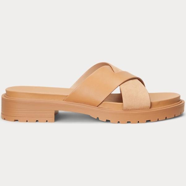 sandali in pelle Lauren marrone