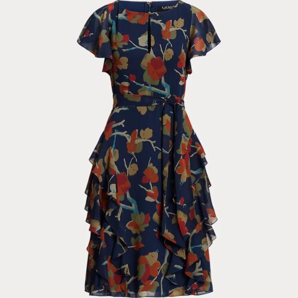 vestiti Lauren Petite blu a fiori