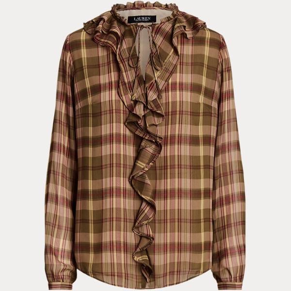 camicie Lauren marrone scozzese