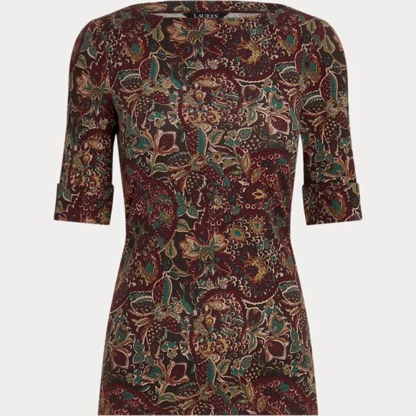 top Lauren Petite marrone a fiori