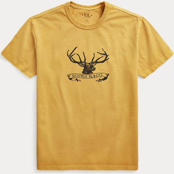 t-shirt Rrl giallo con stampe