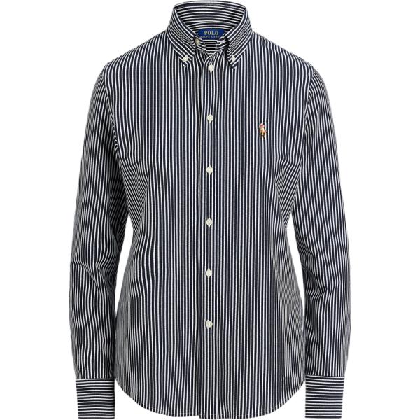 Camicia da donna in grigio scuro a righe collo a punta Polo Ralph Lauren