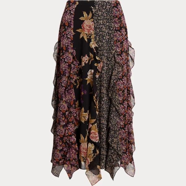gonne longuette Lauren nero a fiori