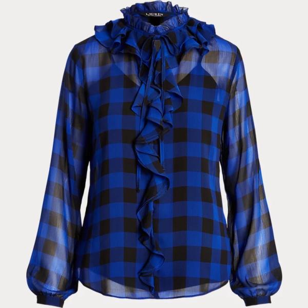 camicie Lauren Petite blu a quadri