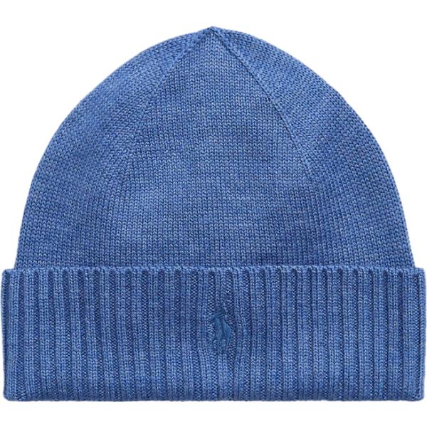 Beanie da uomo in blu scuro lavorato a maglia in lana Polo Ralph Lauren