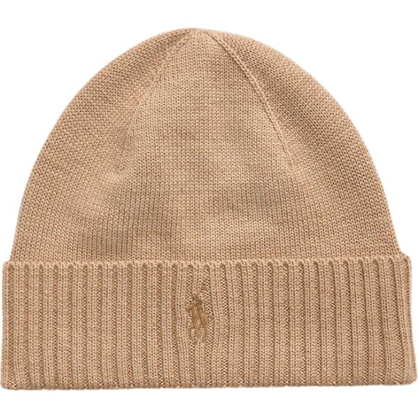 Beanie da uomo in marrone chiaro lavorato a maglia in lana Polo Ralph Lauren