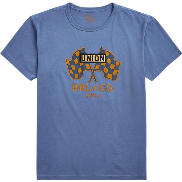 t-shirt Rrl blu con stampe