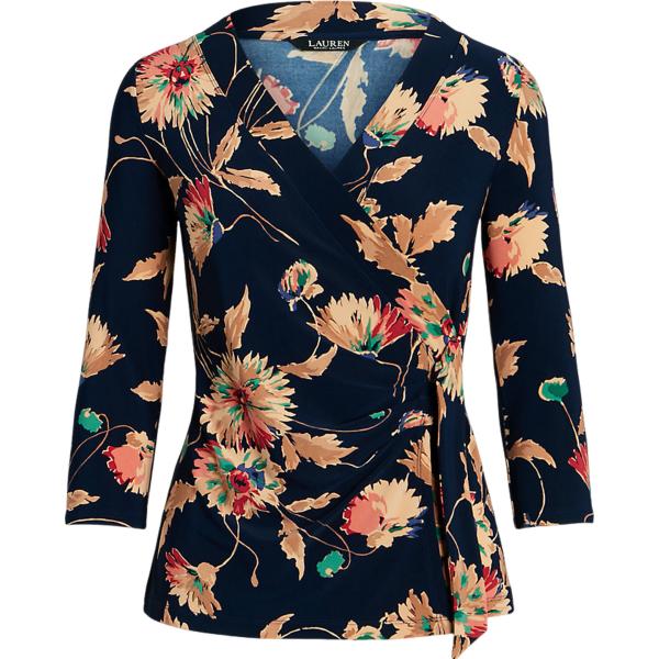 top Lauren Petite blu a fiori