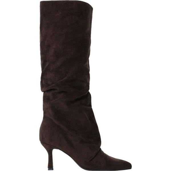 Stivali da donna in marrone scuro con tacco spillo con zip Imperial
