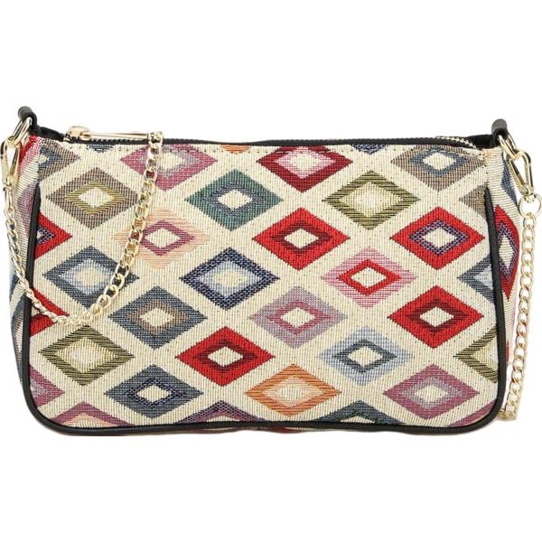 pochette Imperial bianco geometrica