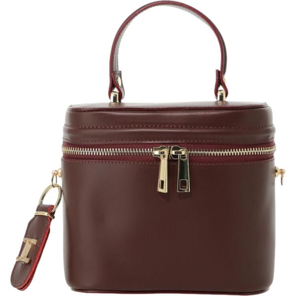 Borsa a tracolla da donna in marrone scuro geometrica con zip Imperial